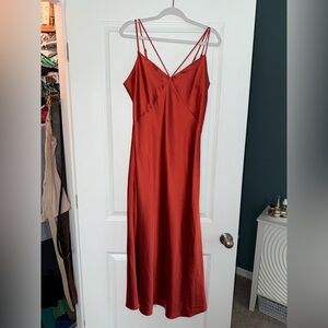 AllSaints V Neck Midi Satin Slip Dress Large